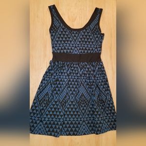 BeBop Blue & Black Pattern Sleeveless Empire Waist Dress- Junior's Size Medium